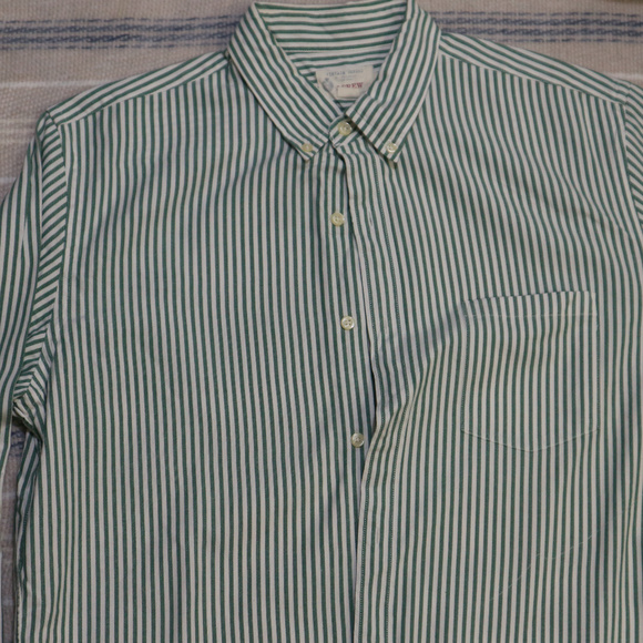 J. Crew Other - J. CREW Vintage Oxford Striped Green Button Shirt